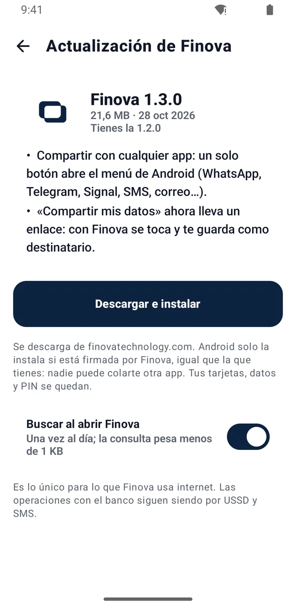 Actualización de Finova con las novedades